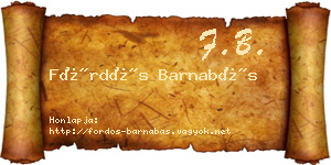 Fördős Barnabás névjegykártya
